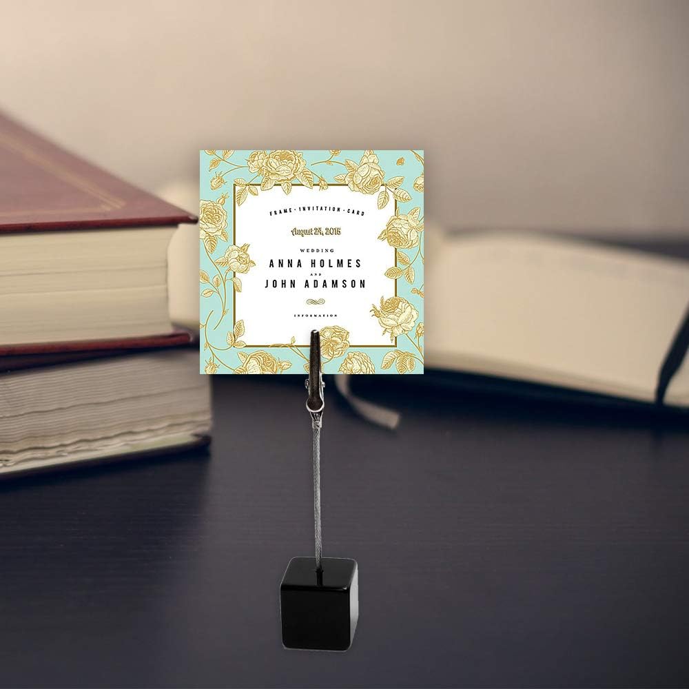 10pcs Table Number Holder Name Place Card Holder Memo Clip Holder Stand Note Holder Pictures Card Paper Menu Clip (Black)