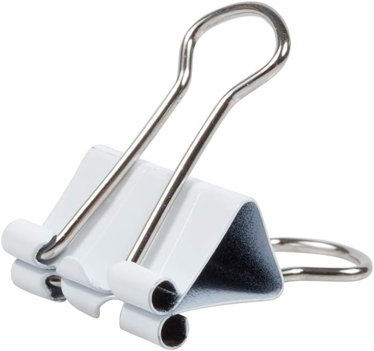 JAM PAPER Colorful Binder Clips - Small - 3/4 Inch (19 mm) - White Binderclips - 25/Pack