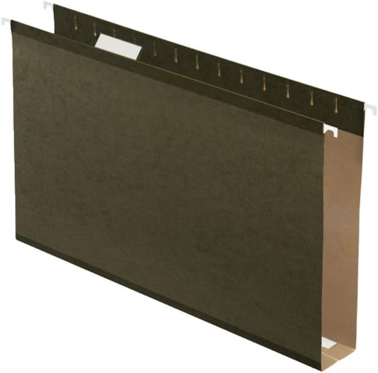 Pendaflex Extra Capacity Reinforced Hanging File Folders, 2", Legal Size, Standard Green, 1/5 Cut, 25/BX (4153x2)
