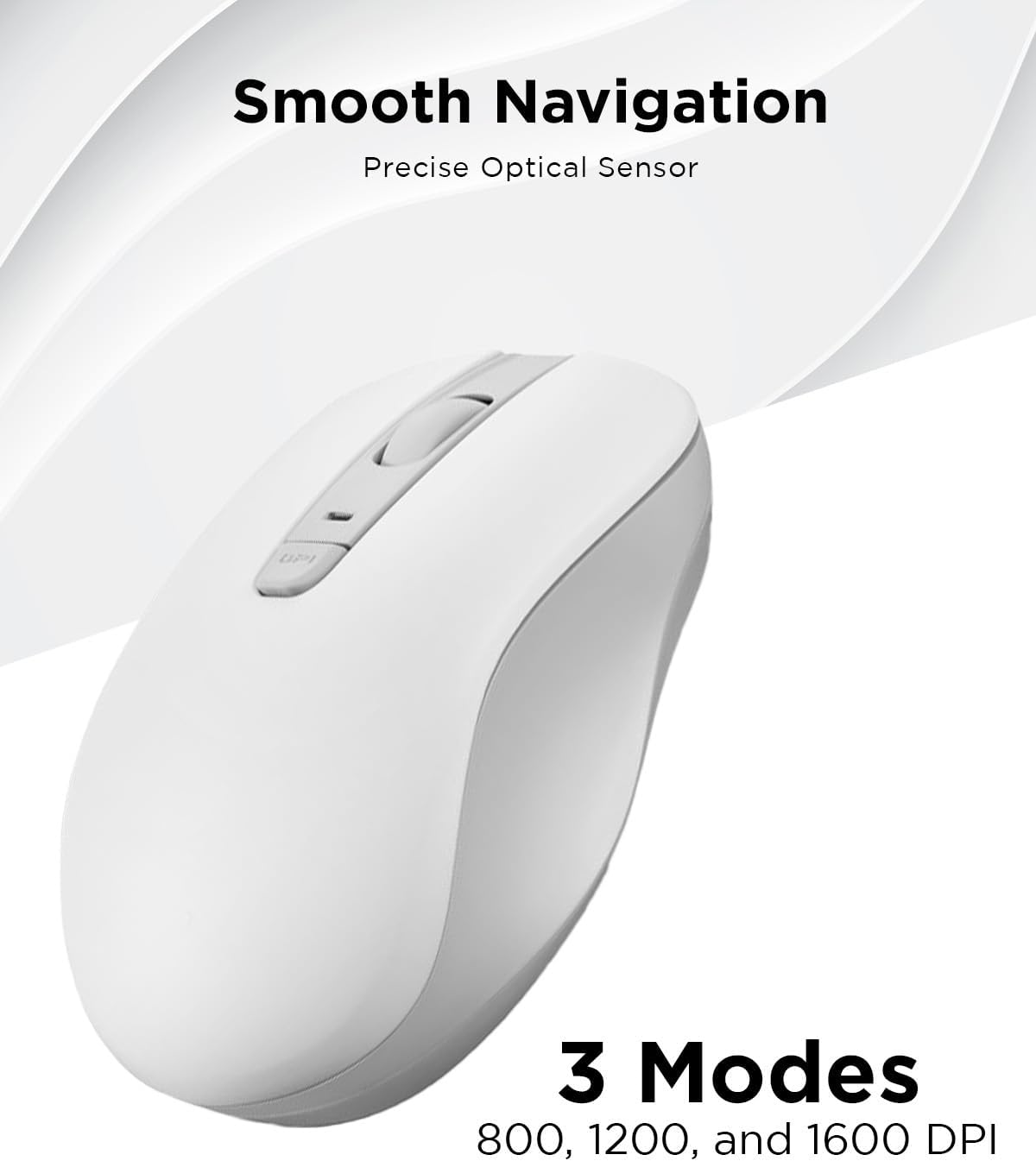 Lenovo Bluetooth Silent Mouse (WL300) - 5 Button Computer Mouse with Silent Left & Right Click – Sculpted Grip, Microsoft Swift Pair, Up to 1600 DPI (White)