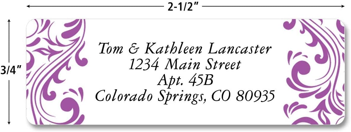 Colorful Images Elegant Swirl Rolled Personalized Return Address Mailing Labels with Dispenser, Customize with Name & Shipping Address, 500 ¾” x 2½” Self Adhesive, Easy Peel Label Roll