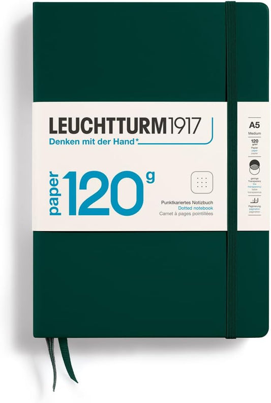LEUCHTTURM1917 - 120G Special Edition - Medium A5 Dotted Hardcover Notebook (Forest Green) - 203 Numbered Pages with 120gsm Paper