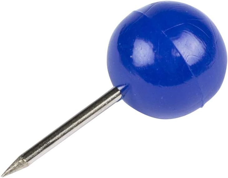 JAM PAPER Colorful Push Pins - Round Head Map Thumb Tacks - Blue Pushpins - 100/Pack