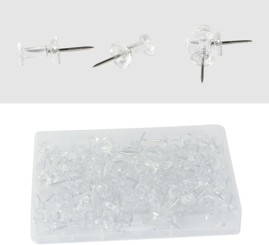 100 Pack Push Pins Tacks, Clear Plastic Head, Steel Point,Thumb Tacks for Bulletin Board,Stick Pins Thumb Tacks for Cork Board Wall Hangings (100, Clear)