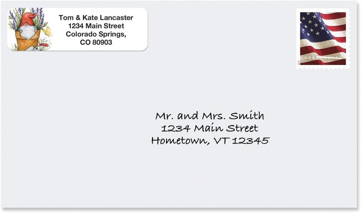 Colorful Images Forest Gnomes Rolled Personalized Return Address Mailing Labels with Dispenser, Customize with Name & Shipping Address, 250 ¾” x 2½” Self Adhesive, Easy Peel Label Roll