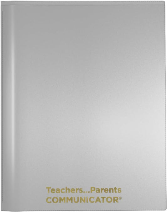 Nicky's Folders® English Communicator, Parent-Teacher Folder, Patented Tear-Resistant Flexible Plastic 2 Inside Pockets, 2 Exterior Sleeves, Letter Size Paper, Single Color(24 Pack) (Metallic Silver)