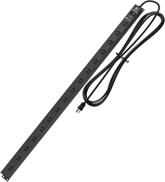 16 Outlet Surge Protector Metal Power Strip, 1800J Mountable Power Outlet, Heavy Duty Workshop Metal Power Strip for Commercial, Industrial, School and Home,15A 125V 1875W (6FT)