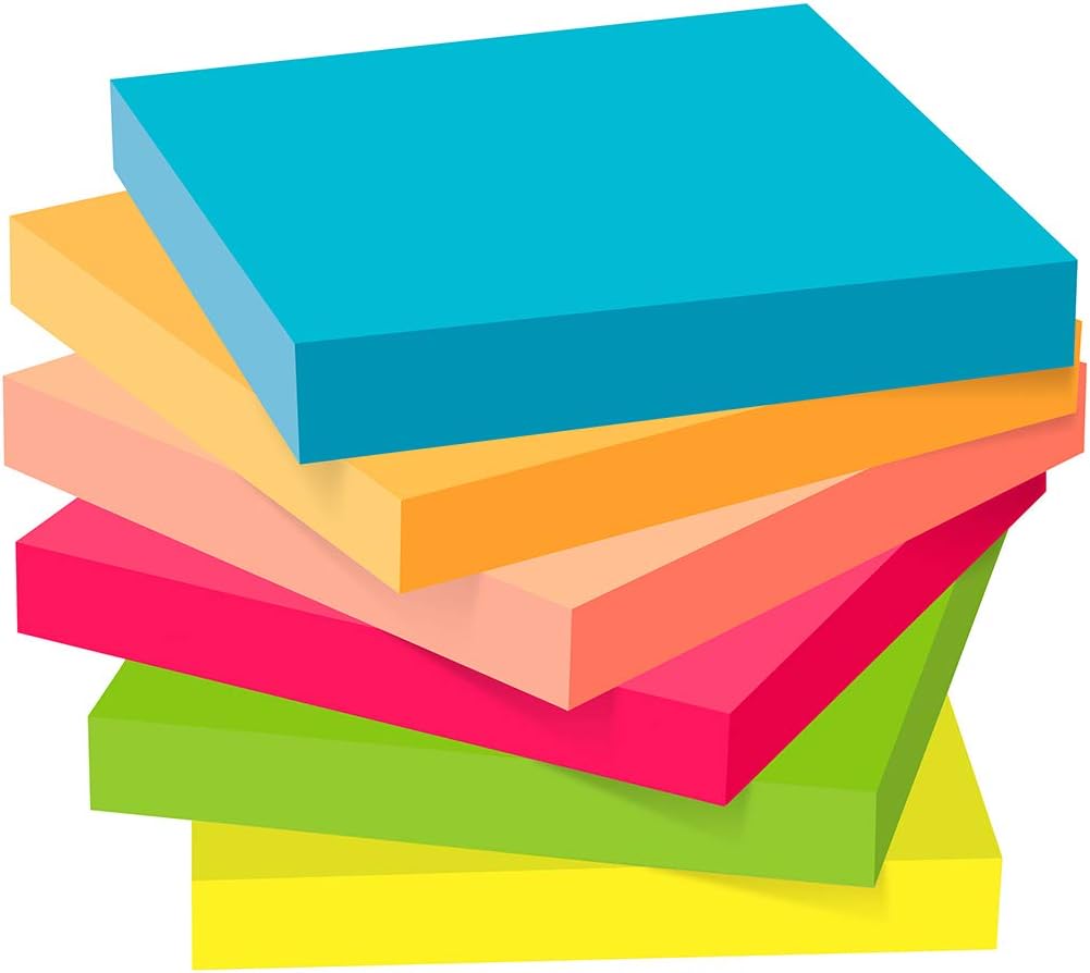 2400 Sheets Sticky Notes 3x3 Inches, 24 Pack ZCZN 6 Bright Color Self-Stick Note Pads, Colorful Sticky Notes Bulk, Easy to Post for Home, Office, School - 100 Sheets/Pad