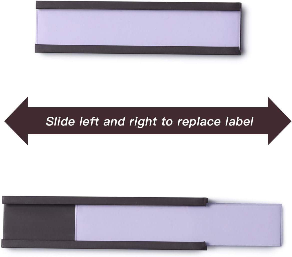 Eeoyu Magnetic Label Holders with Magnets Magnetic Data Card Holders with Clear Plastic Protectors for Metal Shelf, Whiteboard, Set of 30 (0.5 x 2 Inch)