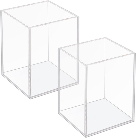 2 Pack Acrylic Pen Pencil Holder, Clear Makeup Brush Holder Cup Storage Office Desktop Desk Table Stationery Organizer