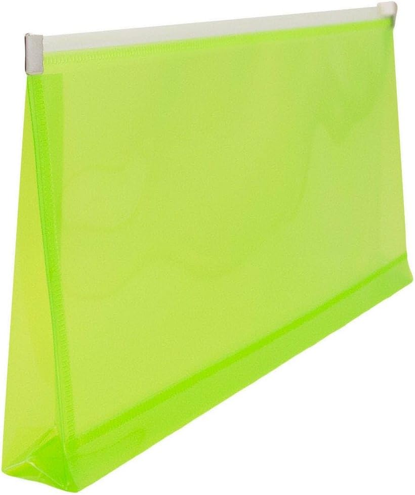 JAM PAPER Plastic Envelopes with Zip Closure - #10 Booklet Wallet - 4 1/8 x 9 1/2 - Lime Green - 3/Pack