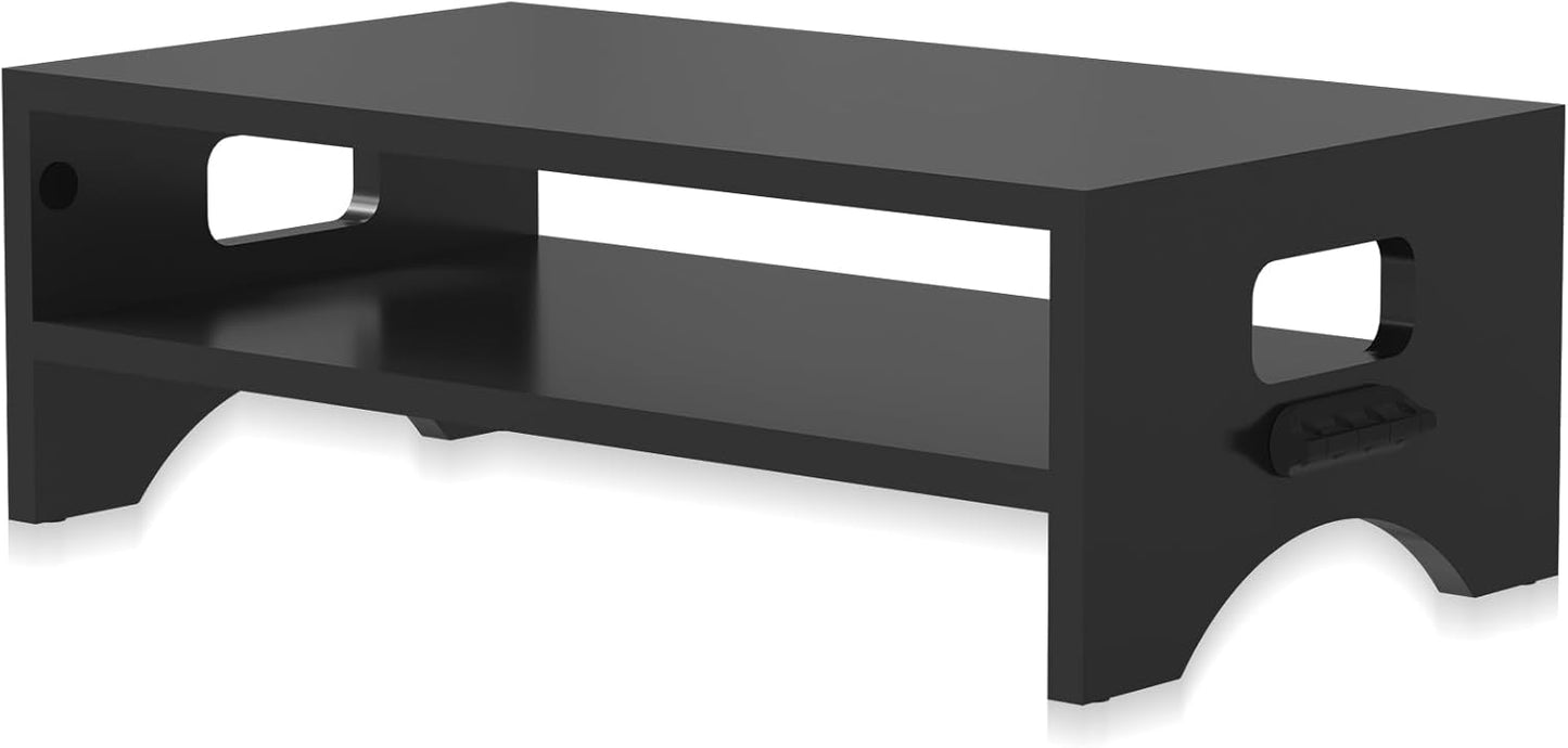 Pholiten Monitor Stand Riser, Desktop Stand, Computer Stand, Ergonomic Design, Two-Level Design, Desktop Organization, Keyboard Smartphone Storage, Printer Stand, Display Stand, 16.5 x 9.3 x 5.6