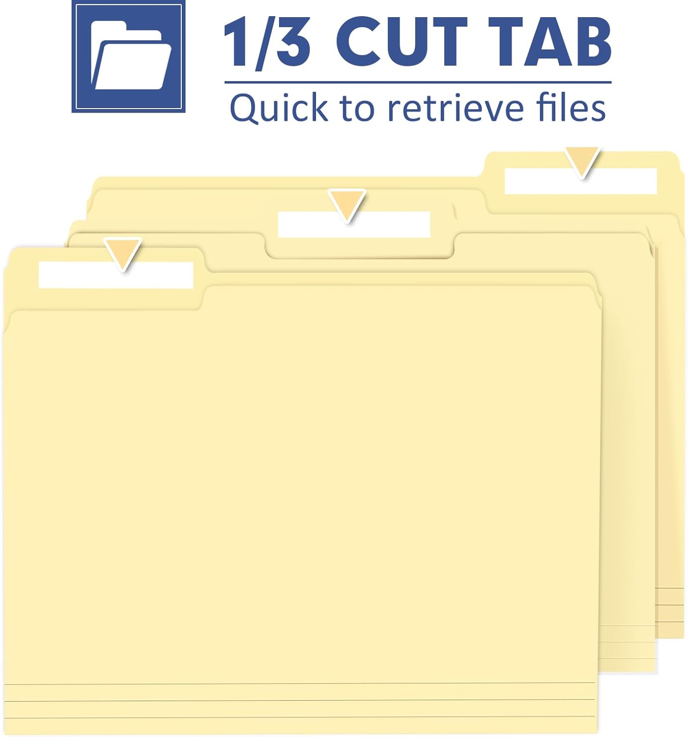 File Folder, PANDRI 170 Pack File Folder, 1/3 Cut Tab, Letter Size, Filing Folder for Office School Business, Manila