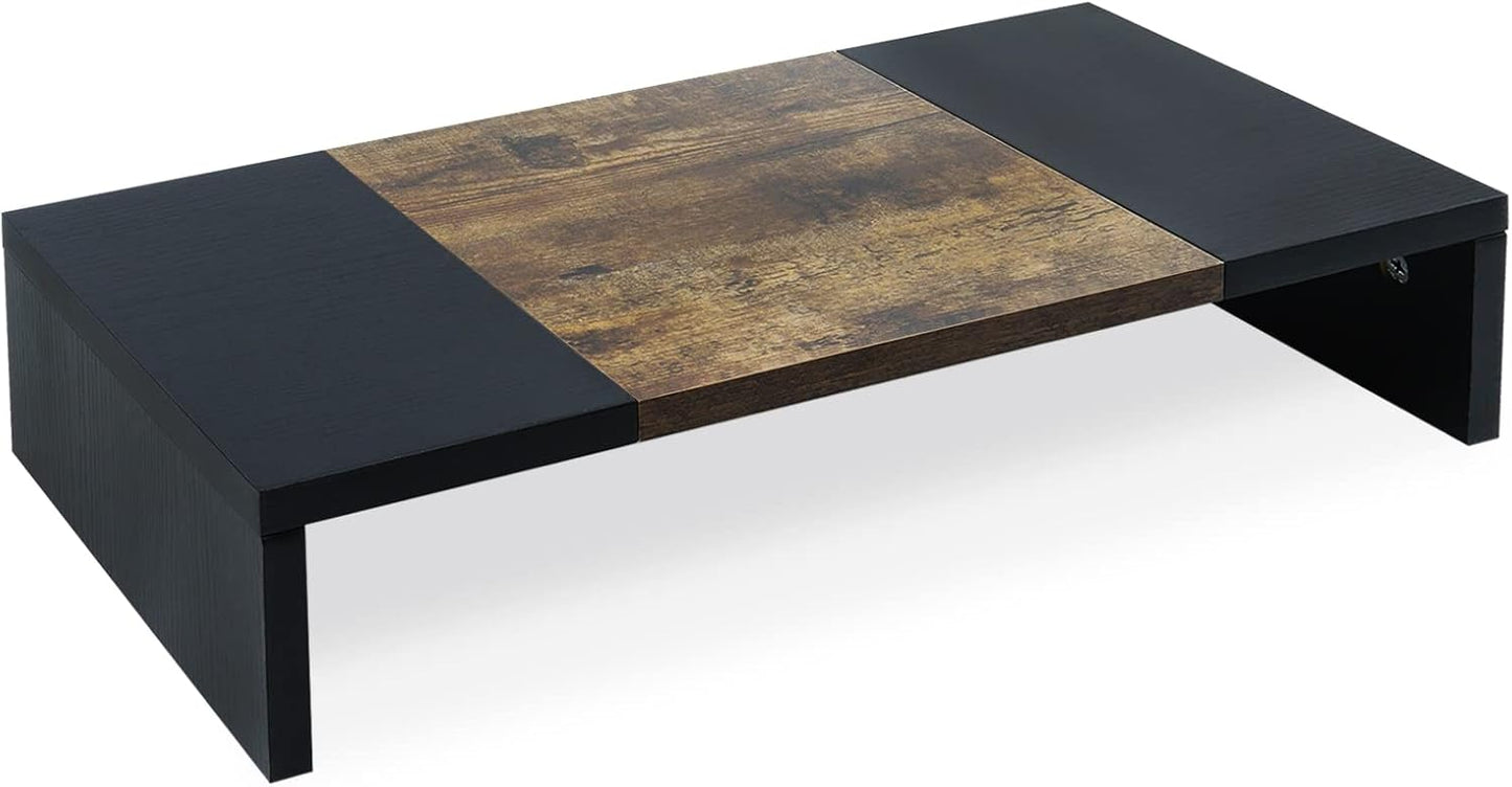 TEAMIX 20 inch Monitor Riser, Sturdy Wood Desktop Riser for TV/PC/Laptop/Printer, TV Riser Stand Computer Shelf with Storage for Home Office