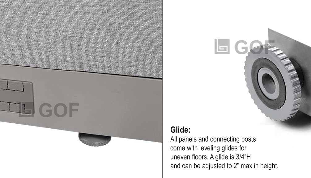 GOF Freestanding Office Partition, Large Fabric Room Divider Panel, 72" W x 48" H