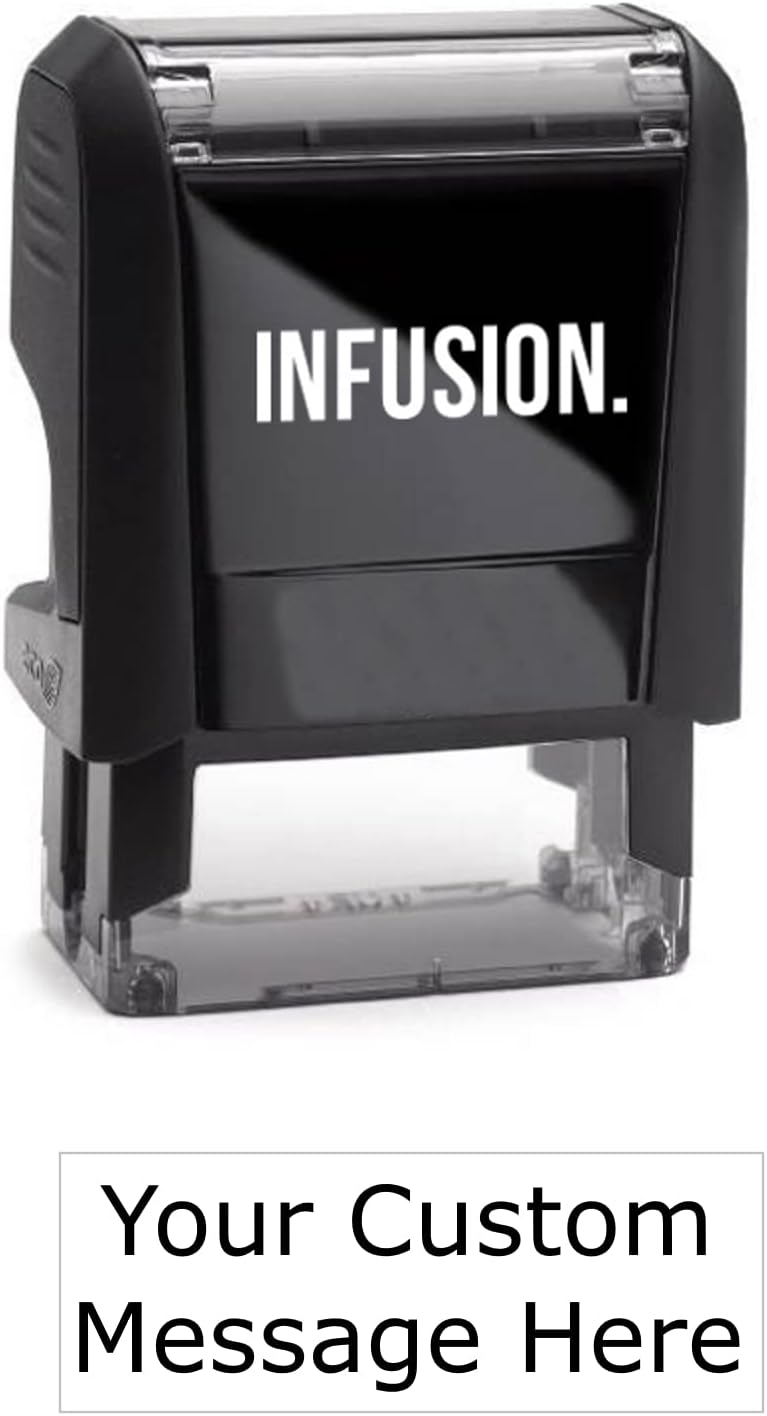 Infusion Self-Inking Custom Rubber Stamp (Personal or Business Use) - Choose from 16 Colors (3/8" x 1")