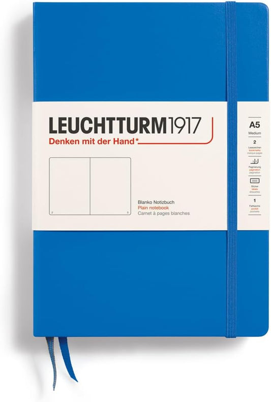 LEUCHTTURM1917 - Notebook Hardcover Medium A5-251 Numbered Pages for Writing and Journaling (Sky, Plain)