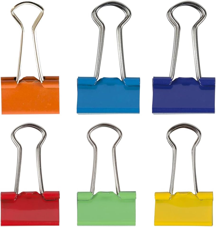 JAM PAPER Colorful Binder Clips Assortment - Small - 3/4 Inch (19 mm) - Assorted Rainbow Colors - 150 Binderclips/Pack