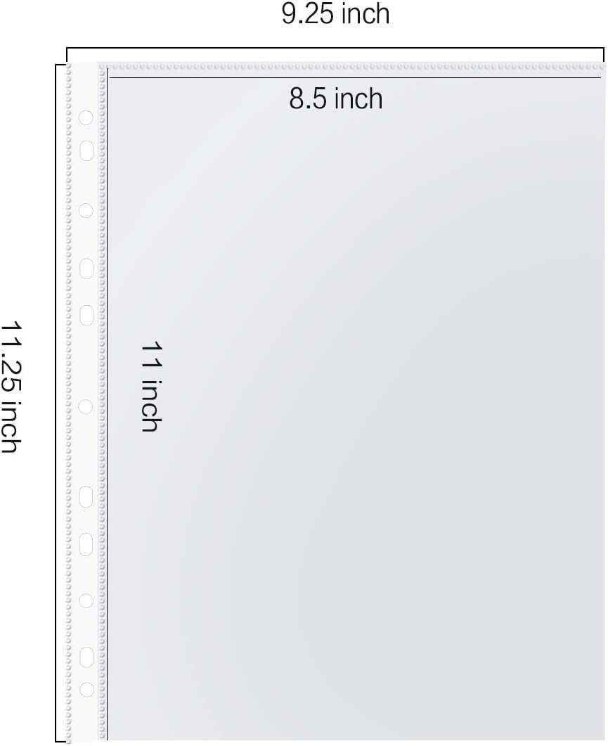 Sheet Protectors, PANDRI 400 Pack Clear Heavy Duty Plastic Page Protectors Sheet Reinforced 11-Hole Fit for 3 Ring Binder Fits Standard 8.5 x 11 Paper, 9.25 x 11.25 Top Loaded, Excluding Acid