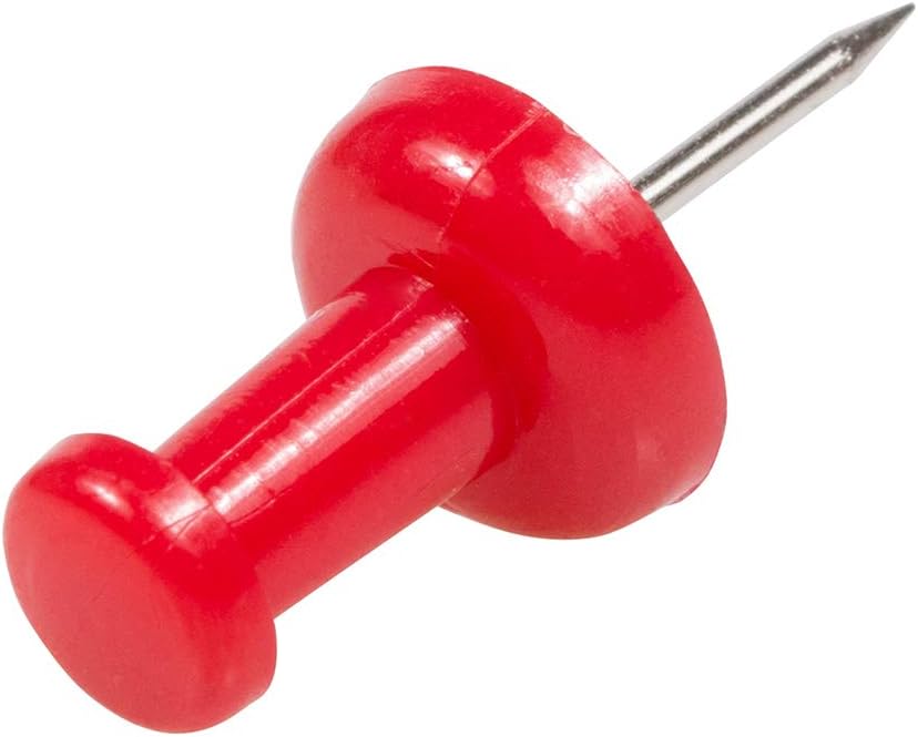 JAM PAPER Colorful Push Pins - Red Pushpins - 100/Pack