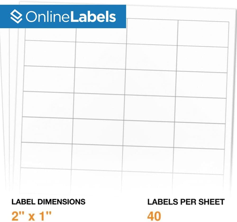 2 x 1 Rectangle Barcode Labels - Pack of 40,000 Labels, 1,000 Sheets - Inkjet/Laser Printer - Online Labels