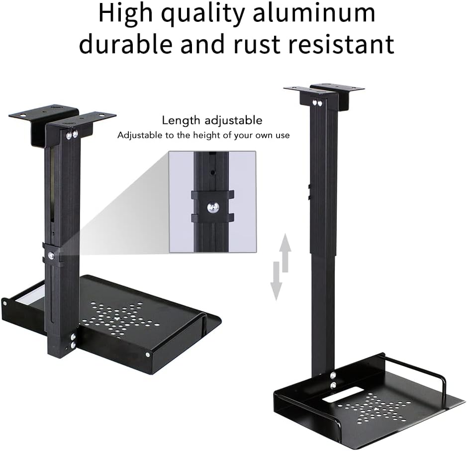 Drsn Universal Ceiling Mount with Tray, 11.4-22 inches Adjustable, No Hole Installation, Aluminum Alloy, in-Tube Cable Routing, Universal Ceiling Mount for Projector/Camera, Wall/Ceiling