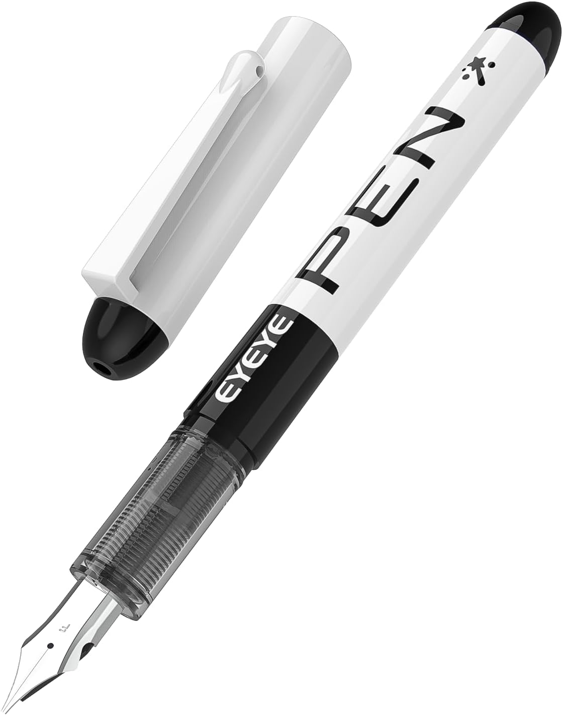 EYEYE Fountain Pens for Writing, 8 Pack Assorted Colors Fine Point Disposable Fountain Pens Stainless Steel Nib, Smooth Writing for Journaling, Drafting, Sketching, Doodling & Gifts