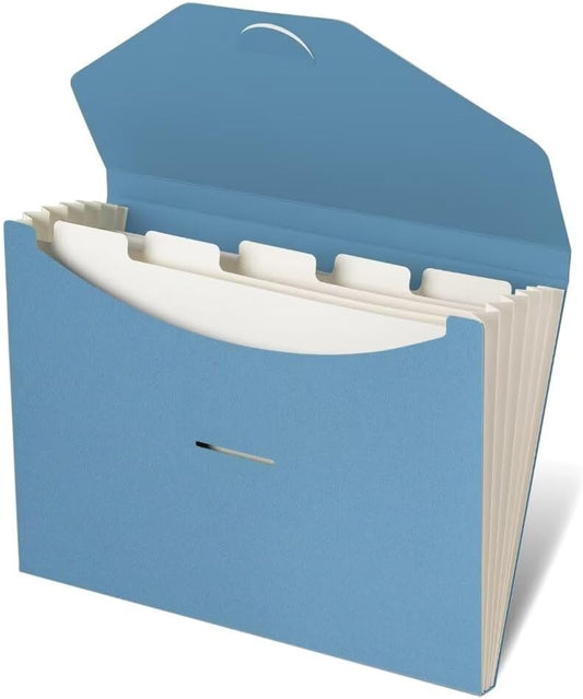 Blue Lake ECOLIFE 6-Pockets Recyclable Paper Expanding File Document Folder Plastic Free, Accordian File Organizer - A4 Letter Size, 200 Sheet for School, Office, Home Carolina