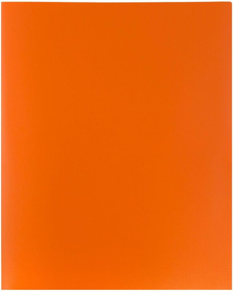 JAM PAPER Plastic 2 Pocket POP Folders - Durable School Folders - Orange - Bulk 144/Box