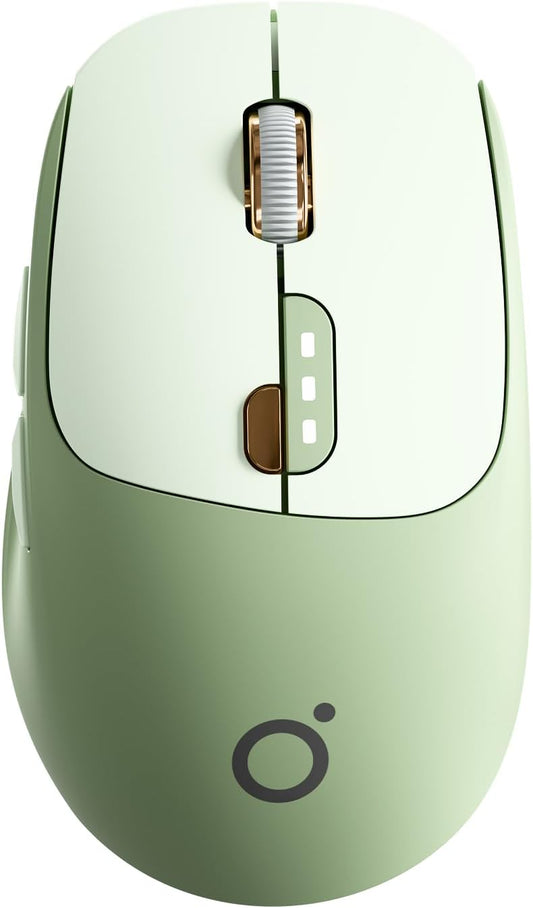 EWEADN Q5 Wireless Mouse, Bluetooth & 2.4G Quiet Computer Mouses with 1600 DPI, Battery Level Display, Ergonomic Office Mouse,6 Button Portable Cute Cordless Mice for Laptop/PC/Mac- Green