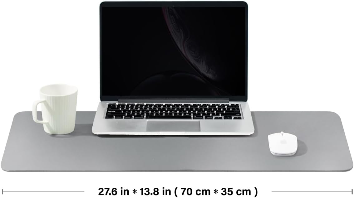 Cork Desk Mat - Dual-Sided Desk Pad for Office and Home - Desk Organization and Accessories - Ideal for Large Mouse Pad and Desk Mats on Top of Desks(Gray,27.6"x 13.8")