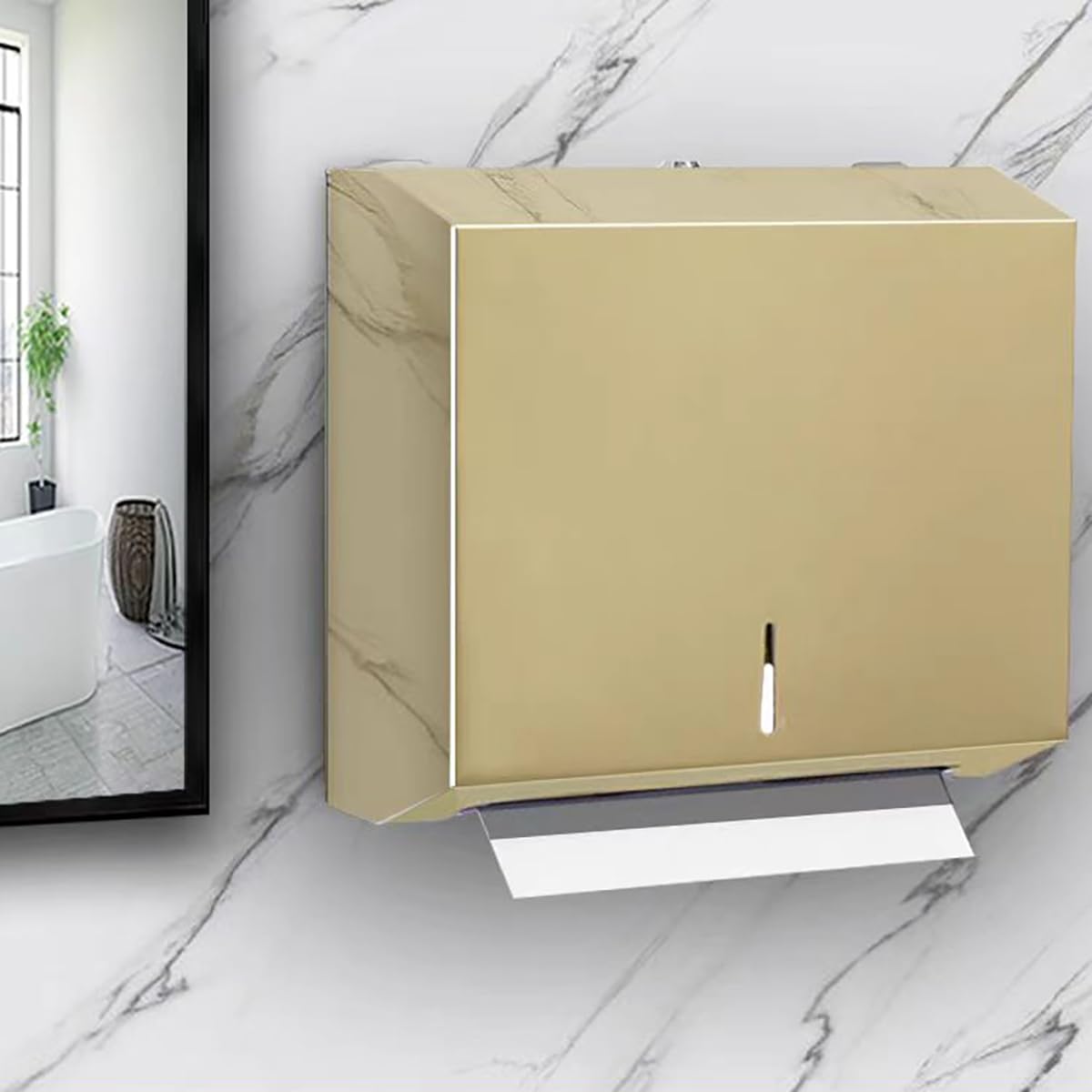 Comercial Paper Towel Dispenser Wall Mount, Stainless Steel Hand Towel Dispenser with Lock, Trifold/C Fold Paper Towel Holder for Bathroom Kitchen Office Public Places, Large Capacity Tissue Holder