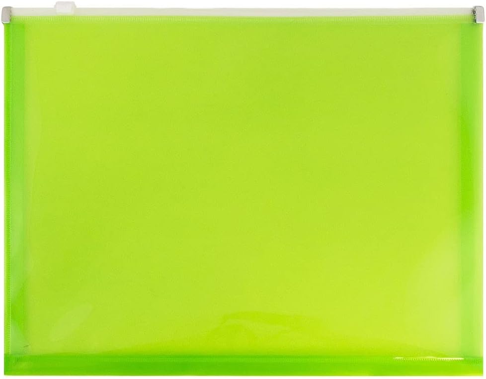 JAM PAPER Plastic Envelopes with Zip Closure - Letter Booklet - 9 3/4 x 13 - Assorted Colors - 6/Pack