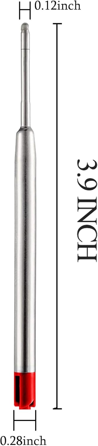 DunBong Red Ink Refill Pack of 5, Replaceable Ballpoint Pen Refills, Medium Point Metal Refill (Red)