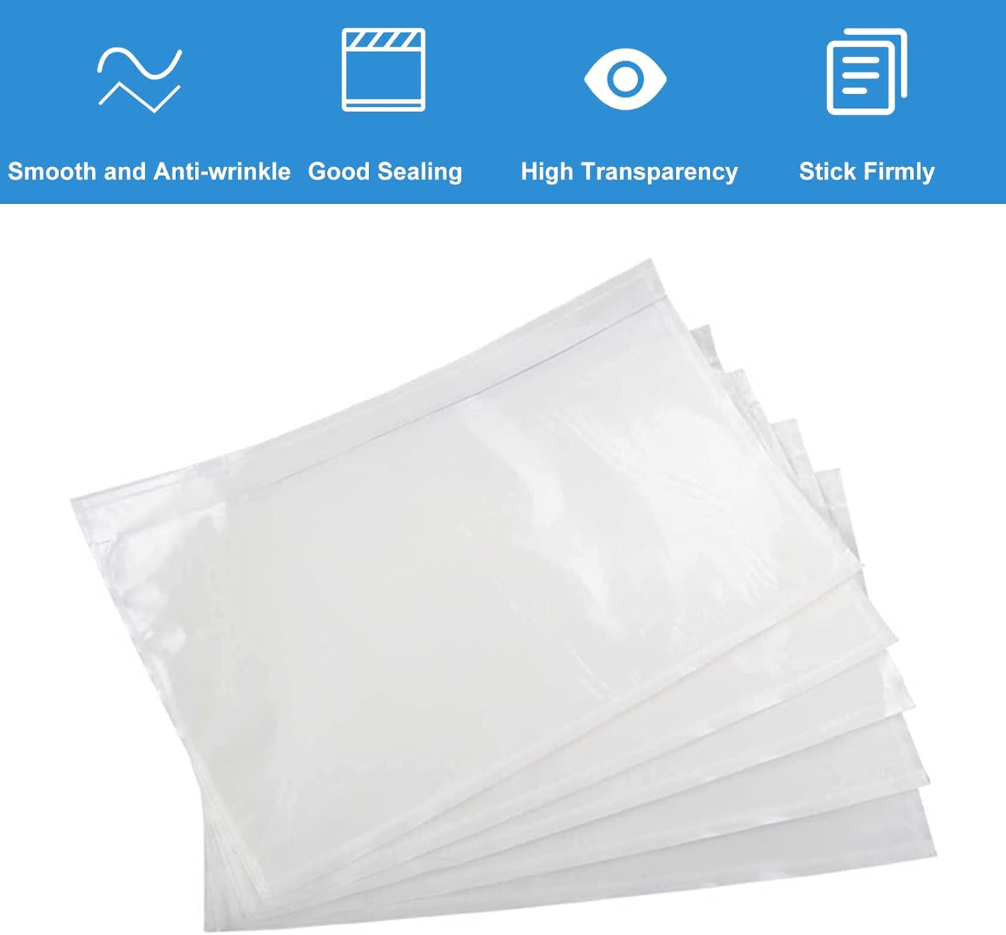 Shipping Labels Sleeves, Packing Slip Envelope Pouches 7.5" x 5.5" Packing List Mailing Envelopes with Clear Self-Adhesive (200 Pack)