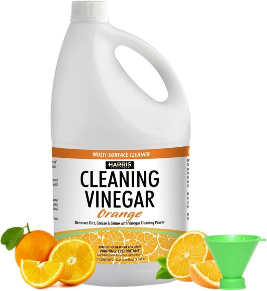 HARRIS Cleaning Vinegar All Purpose Household Surface Cleaner, 128oz (Orange) with Easy Pour Funnel Included