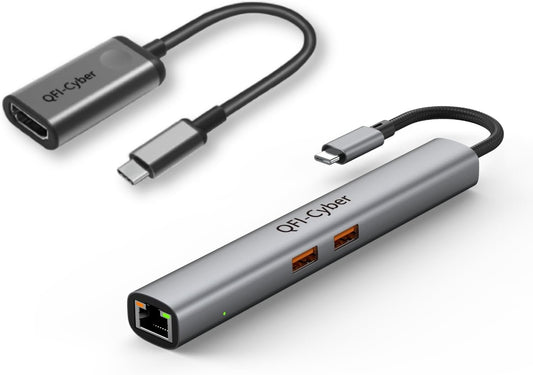 6-in-1 USB-C Hub Bundle with Portable USB-C to HDMI Adapter (4K)