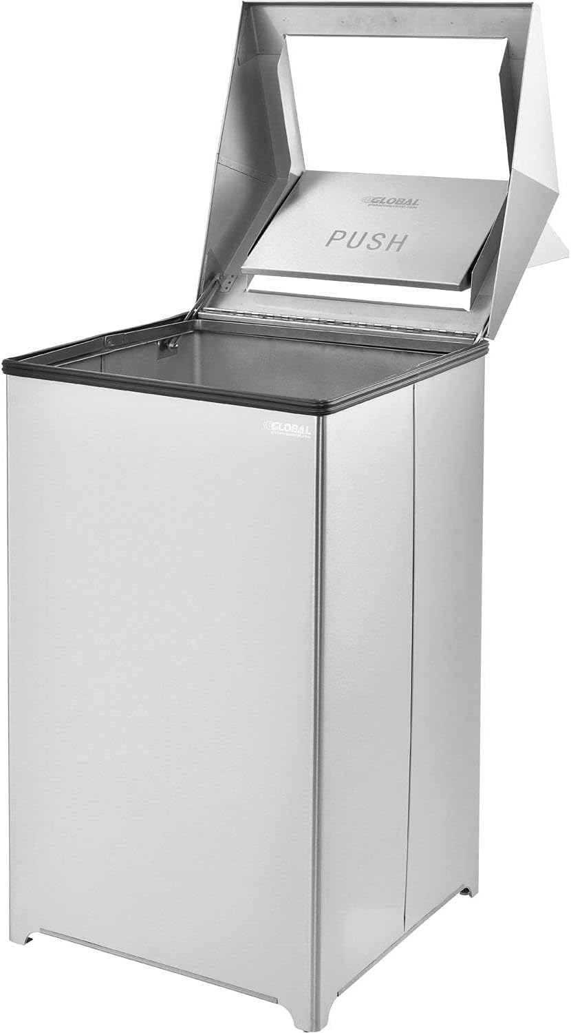 Global Industrial 40 Gallon Stainless Steel Swing Top Receptacle