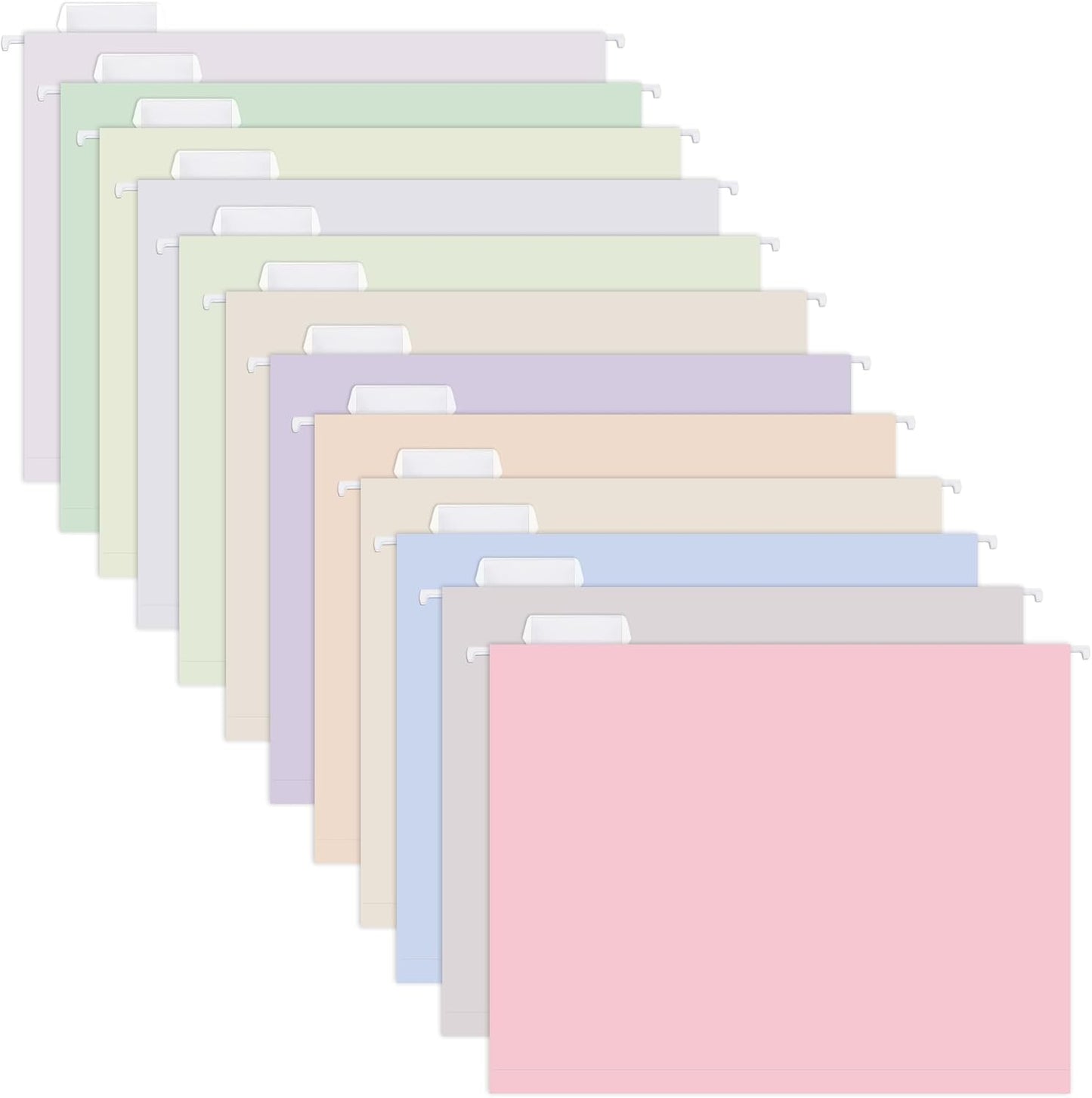 Y YOMA 12 Pack Colored Hanging File Folders Letter Size Decorative Hanging Folder Cute Pretty File Folderfor Filing Cabinet Drawer Office Home with 1/5-Cut Adjustable Tabs, Soft Color