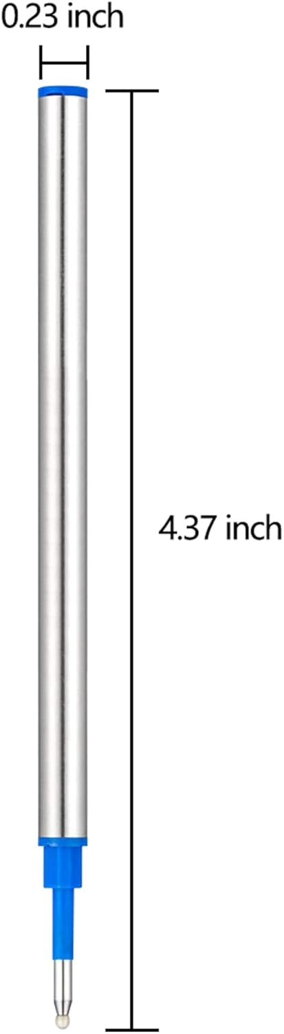 DunBong Rollerball Pen Refills, Roller Ball Fine Point 0.5mm, Red Ink Refill Pack of 5 - Replaceable Ballpoint Pen Refills Medium Point (Blue)
