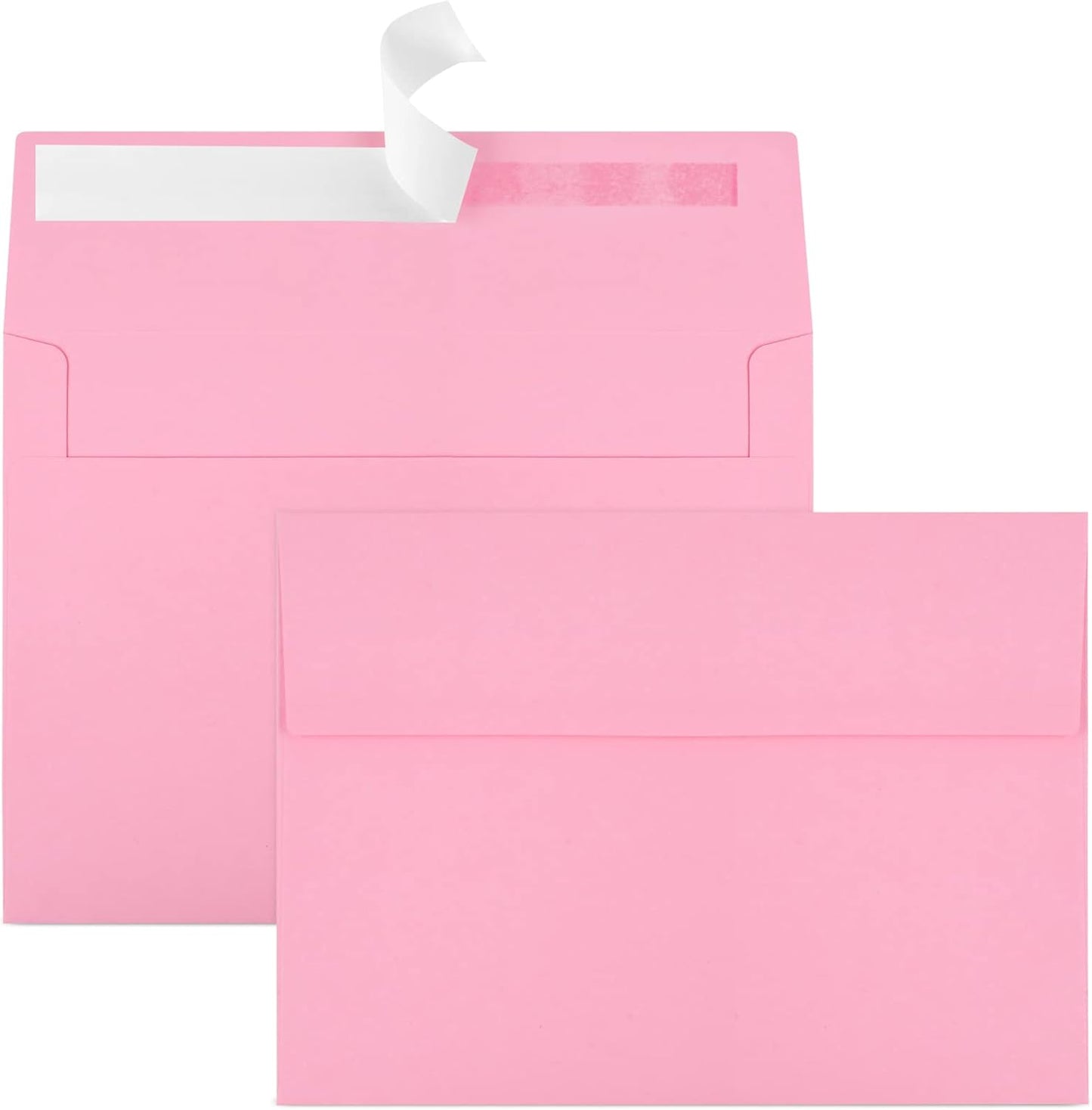 50 Pack 5x7 Envelopes - A7, Printable Invitation Envelopes - Self Seal for Weddings, Invitations, Photos, Greeting Cards, Mailing (Pink)
