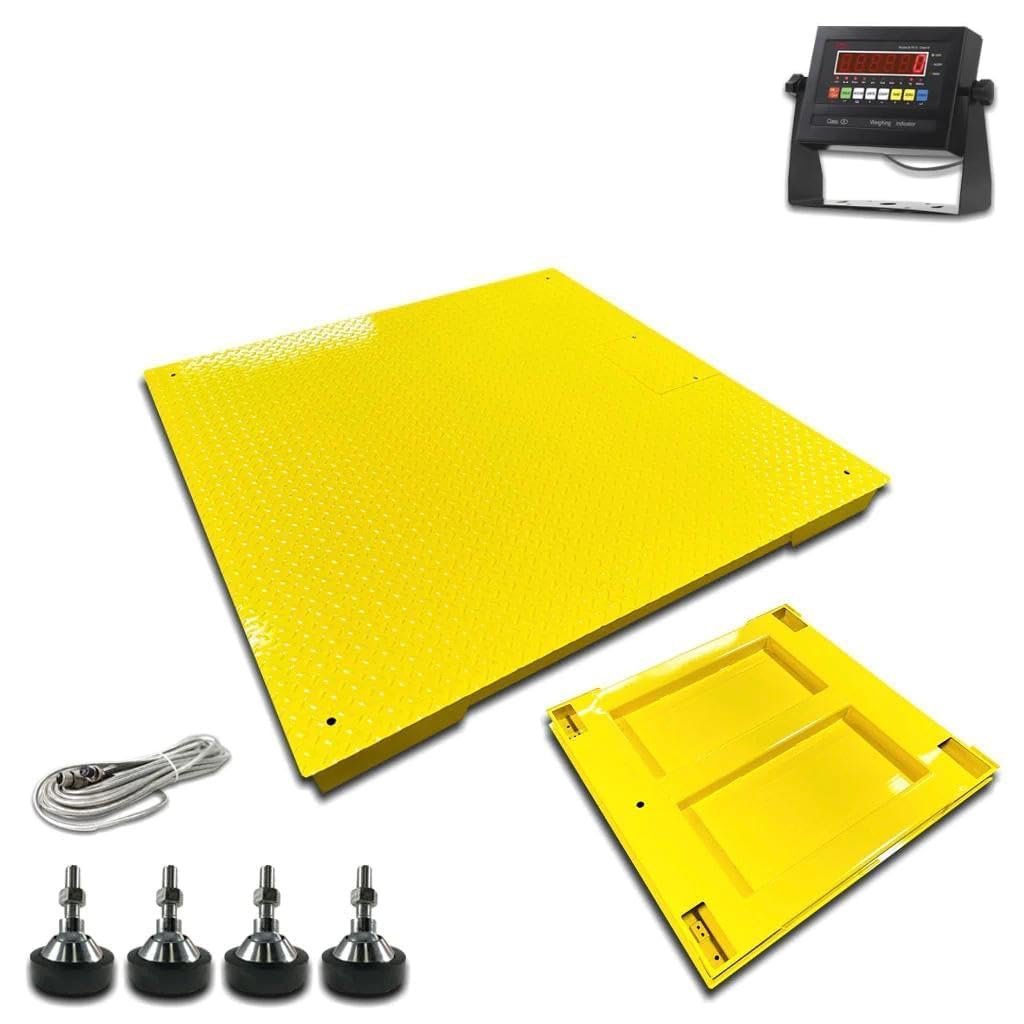 Liberty LS-800-4X5 NTEP Certified (Legal for Trade) Industrial Floor Scale | 48" x 60" | Capacity of 2,500 lbs x 0.5 lb + Yellow