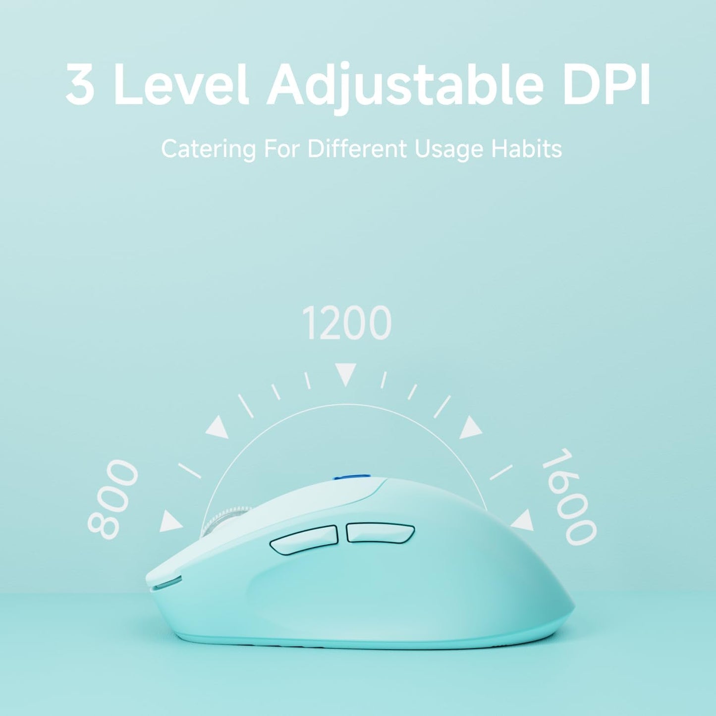 EWEADN Q5 Wireless Mouse, Bluetooth & 2.4G Quiet Computer Mouses with 1600 DPI, Battery Level Display, Ergonomic Office Mouse,6 Button Portable Cute Cordless Mice for Laptop/PC/Mac- Blue