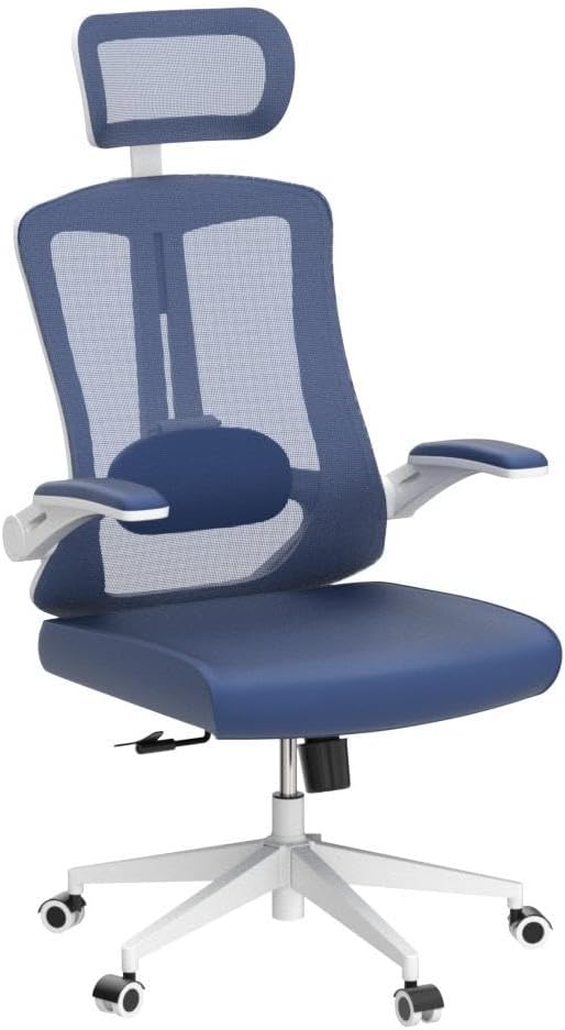 Office Chair,Ergonomic Comfy Home Desk Chair with 350LBS Capacity,High Back Gaming Chair with Wheels,Mesh Computer Chair,Lumbar Support, Adjustable Headrest,Flip-up Armrest