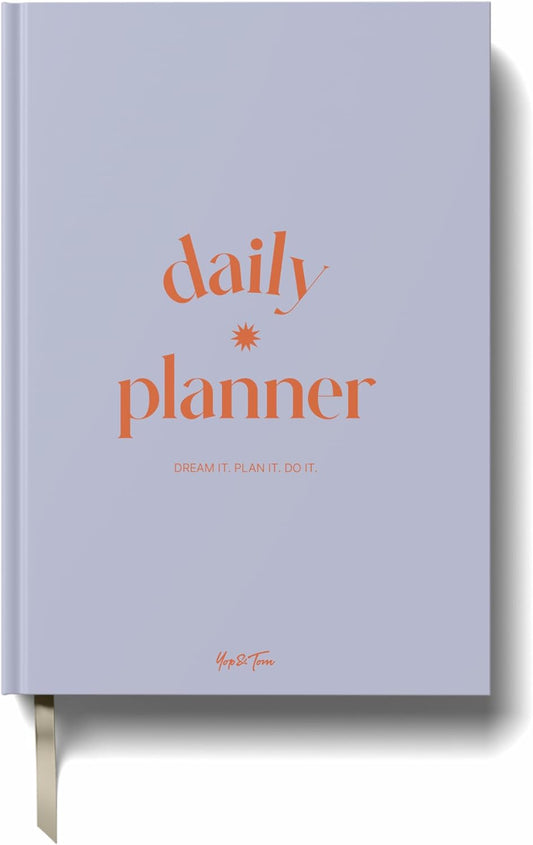 Yop & Tom Undated Daily Planner - Productivity Planner - Weekly and Daily Organizer with Time Slots - Purple & Orange