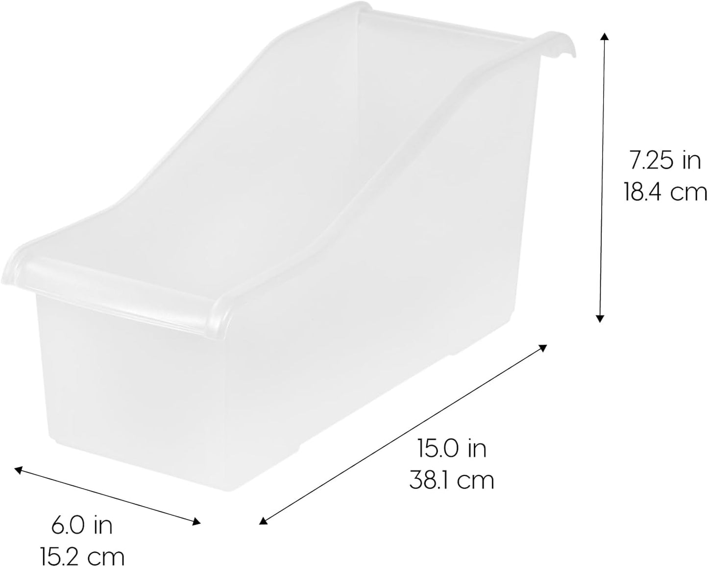 IRIS USA Plastic Book Bin Magazine Holder, 8-Pack, Vertical Standing Connecting Container Box for Office Dorm Study Homework Binder Notebook File Craft Stationery Supplies Organizer Caddy, Clear