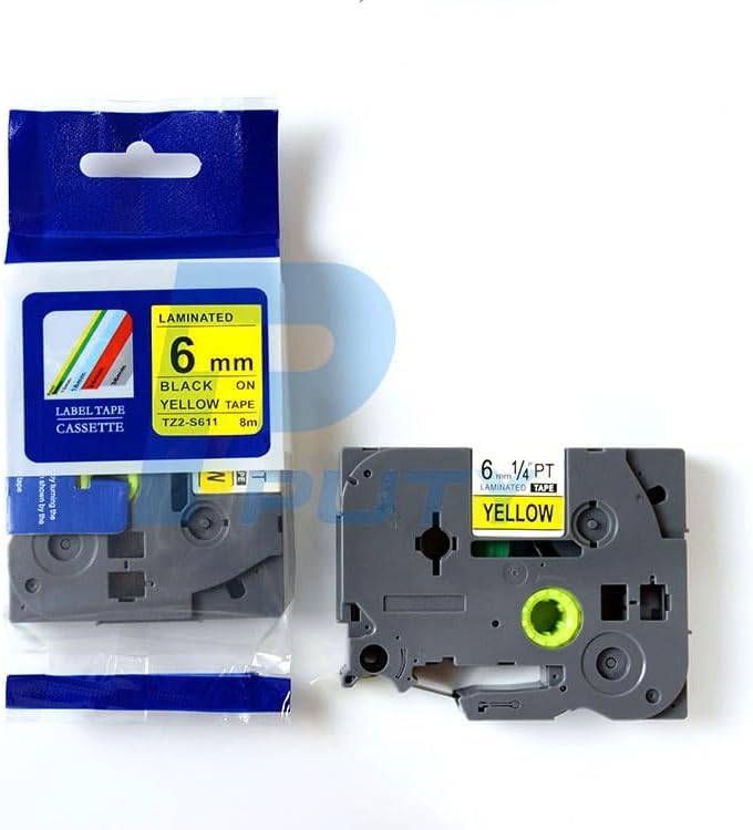 1PK Black on Yellow Extra Strength Laminated Label Tape Compatible for Brother P-Touch TZe-S611 TZ S611 Tze S611(6mm x 8m)