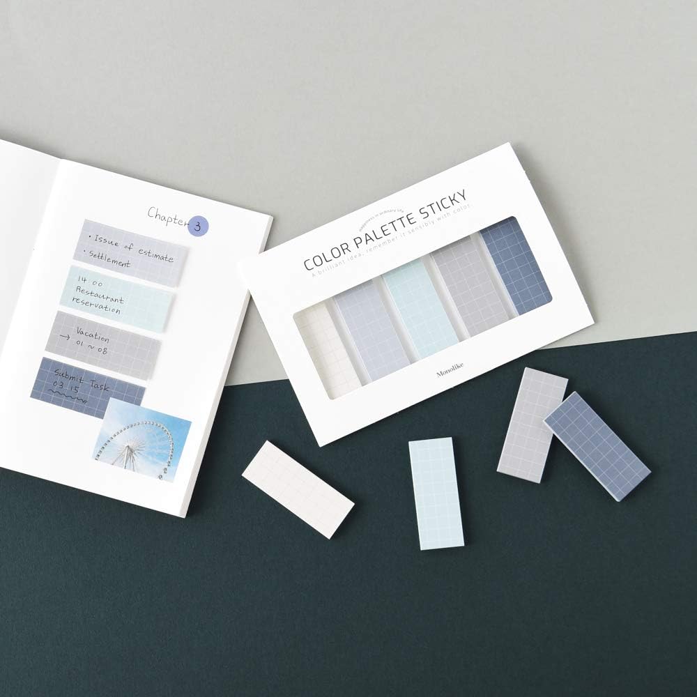 Monolike Color Palette Sticky Grid 500 D Set 4p - Self-Adhesive Memo Pad 30 Sheets