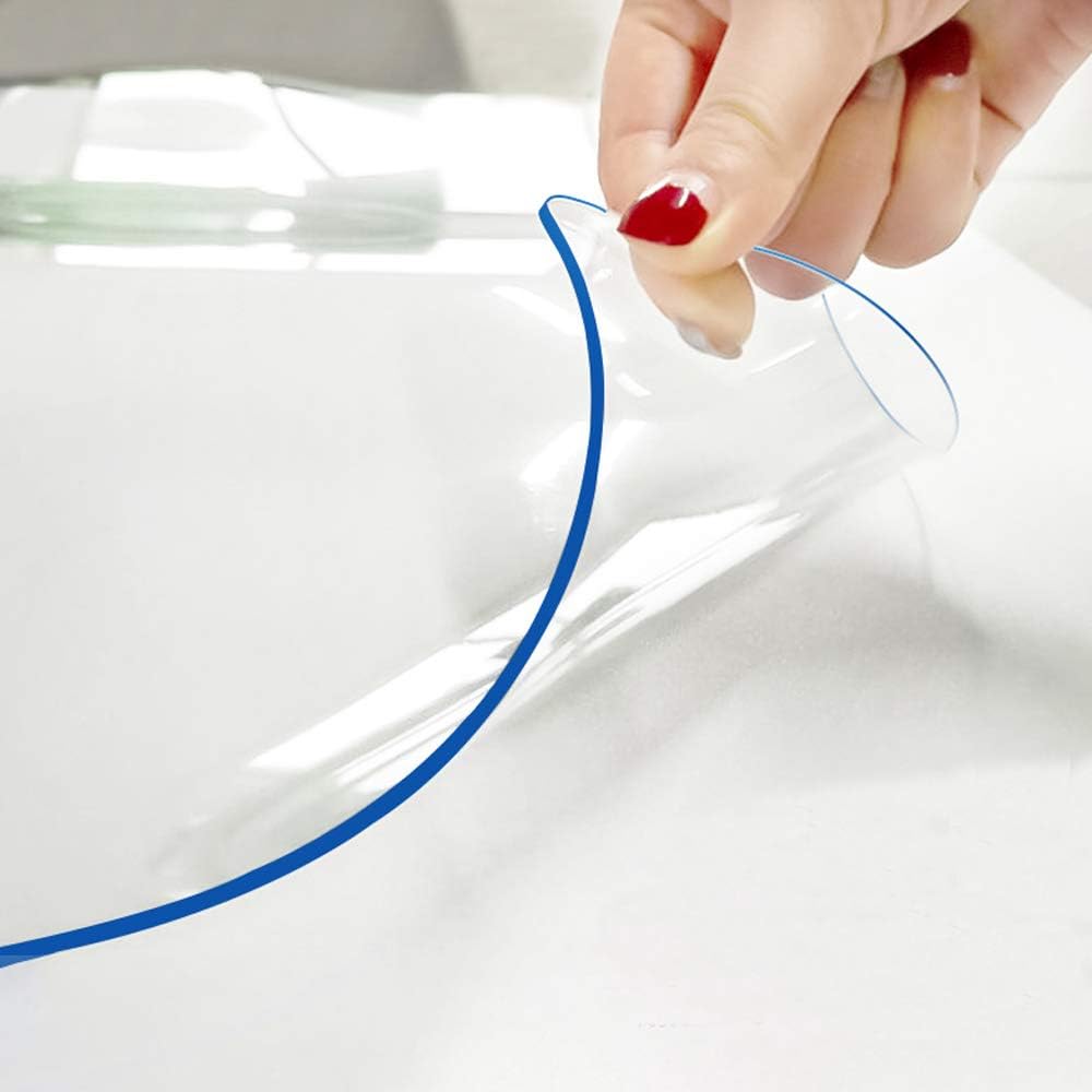 Clear PVC Table Cover Protector Transparent Plastic Table Cloth Cover Vinyl Wood Furniture Desk Protector for Dining Table Coffee Table Writing Desk Easy Clean Water Oil Resistant 20x40 Inch 1.5 mm