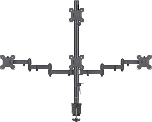 Suptek Quad LED LCD Monitor Stand up Desk Mount Extra Tall 31.5 inch Pole Heavy Duty Fully Adjustable Stand for 4 (3+1) / Four Screens up to 27 inch (MD6864)